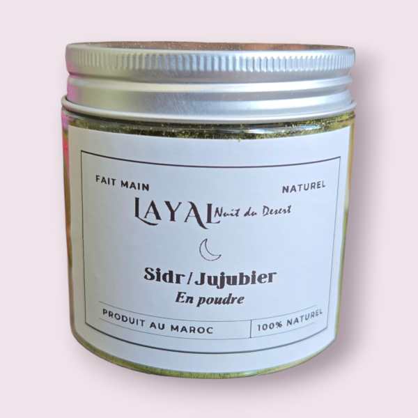 Pot de poudre de sidr (jujubier) naturelle, 100g, utilisée pour les cheveux et la peau.